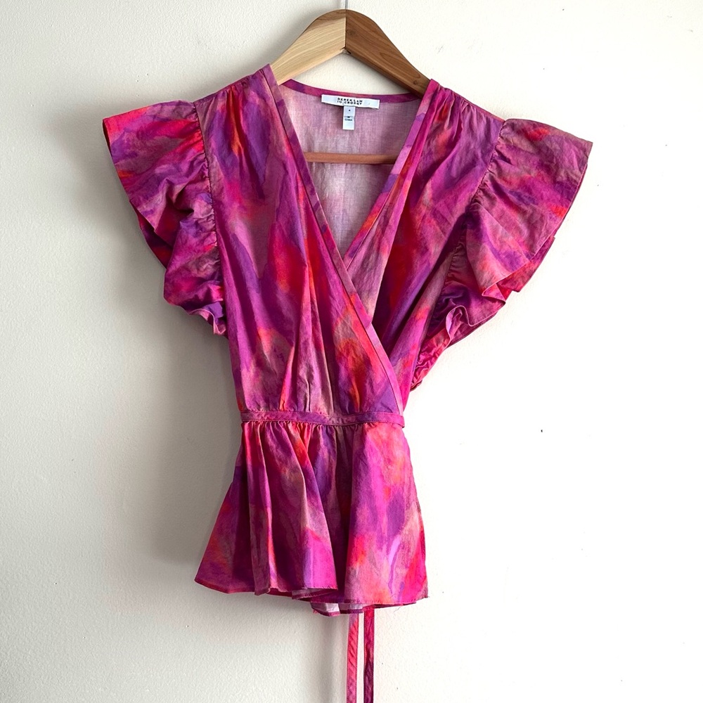 Derek Lam 10 Crosby • Ember Ruffled‎ Cotton-Poplin Wrap Top